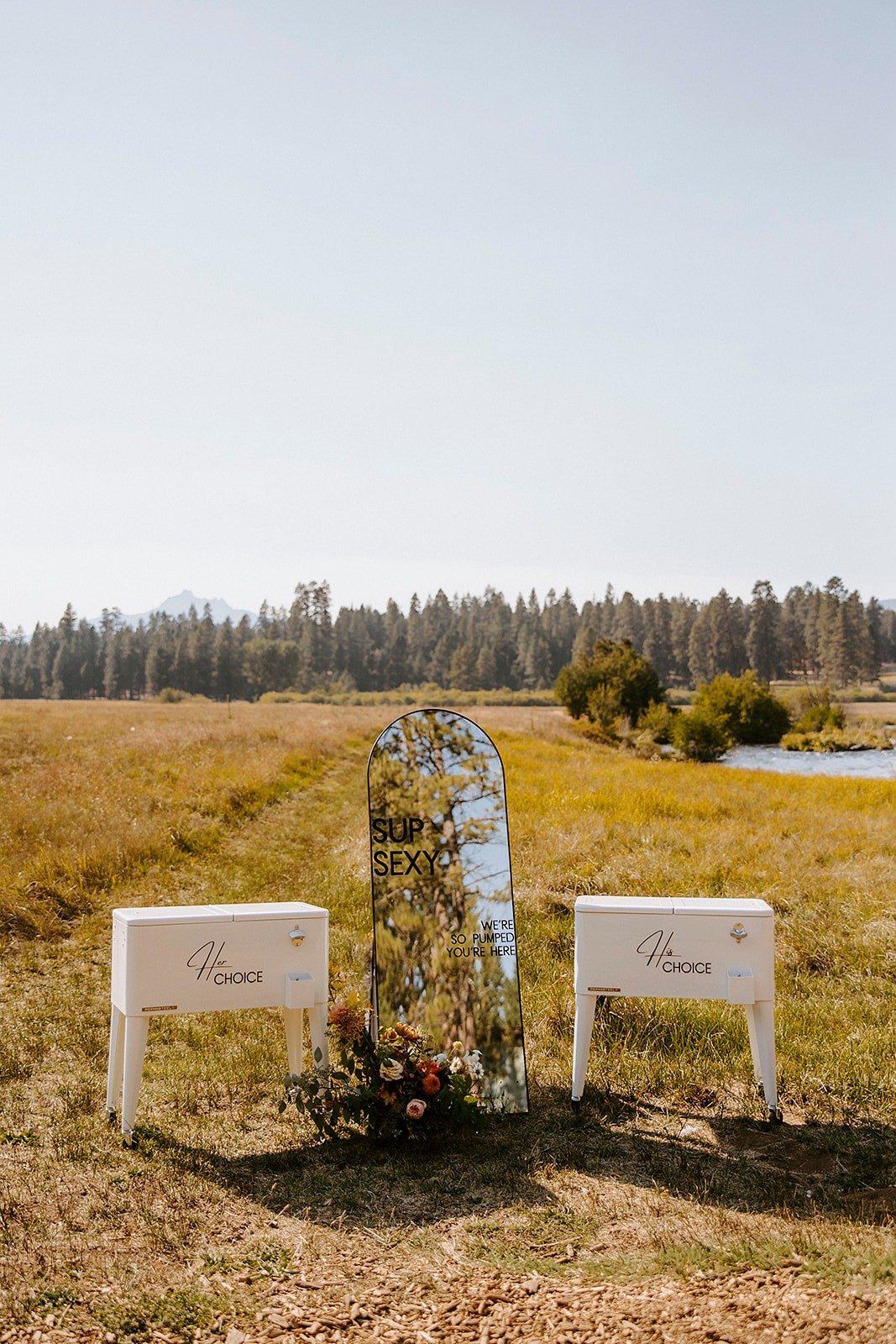 reception signage in a meadow