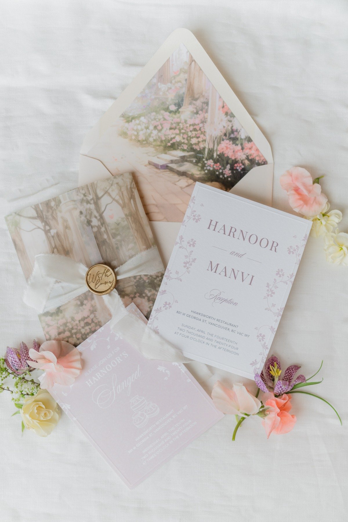 watercolor floral wedding invitation suite