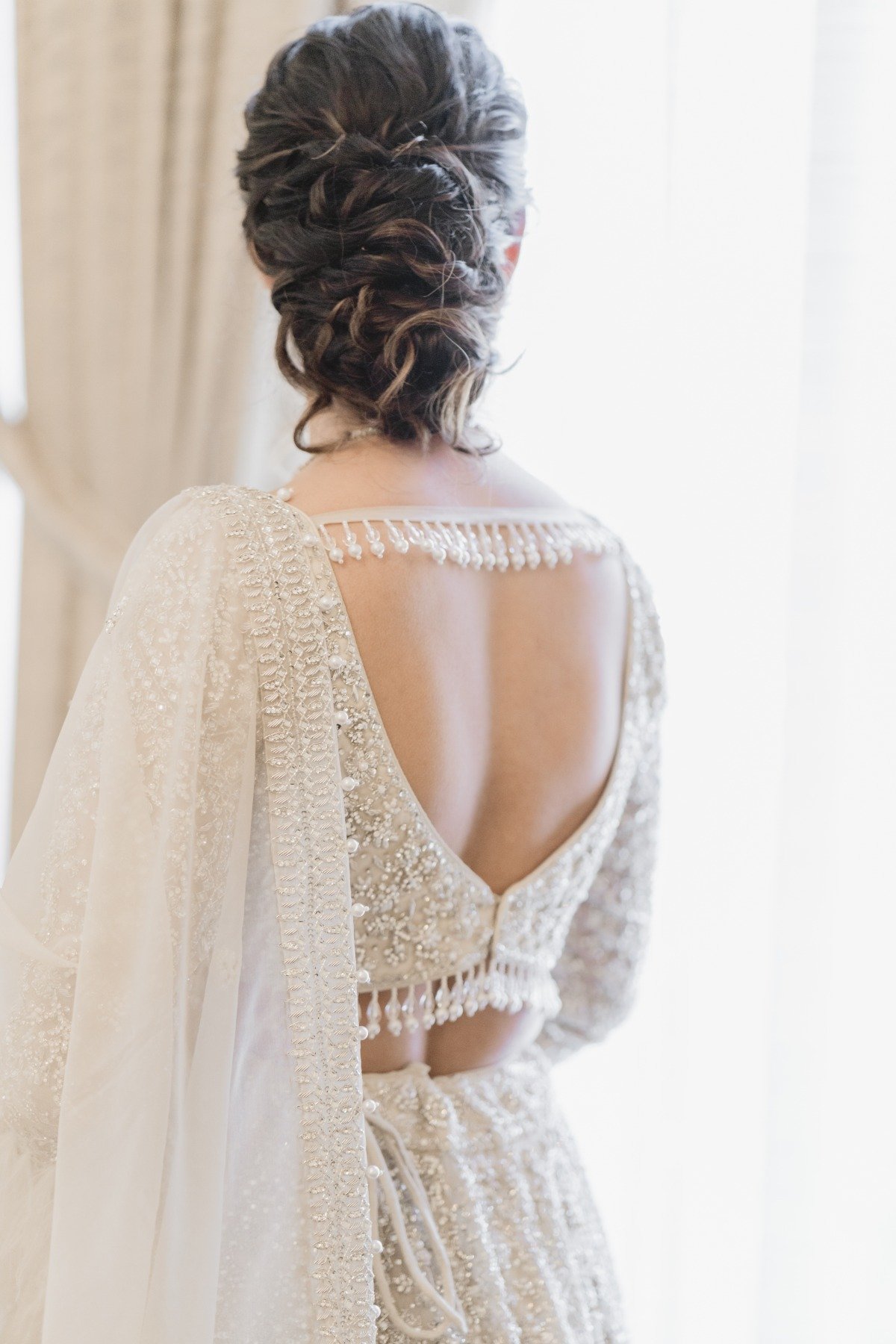 open back beaded lahenga