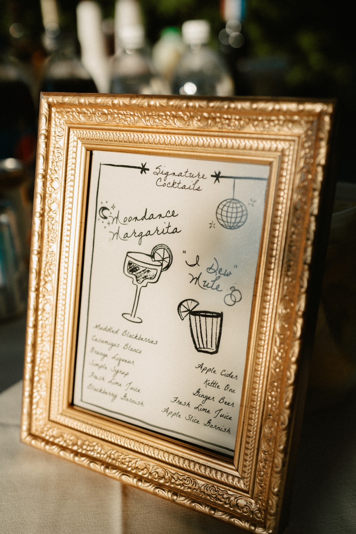 diy hand drawn cocktail hour menu