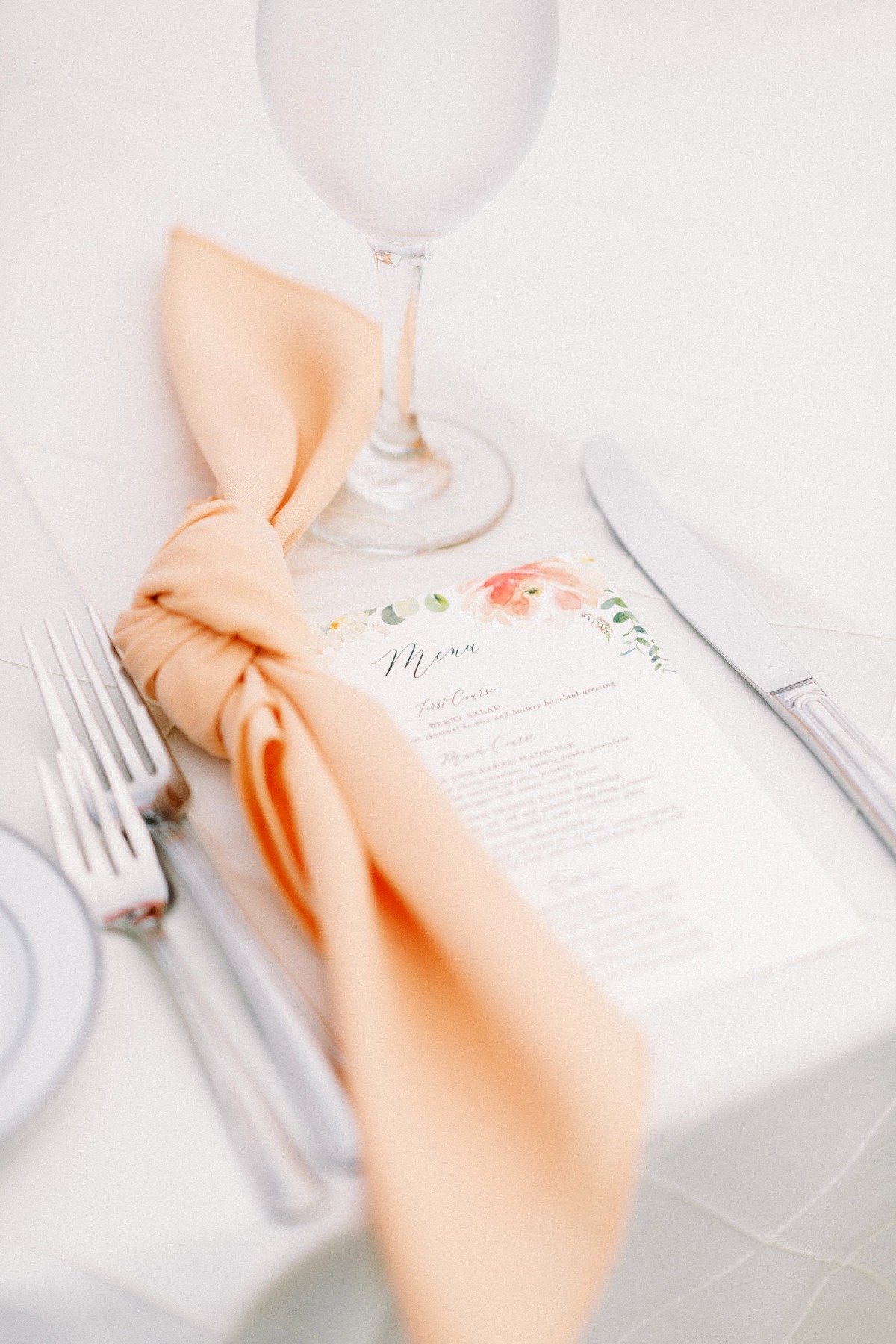 custom wedding menu with peonies