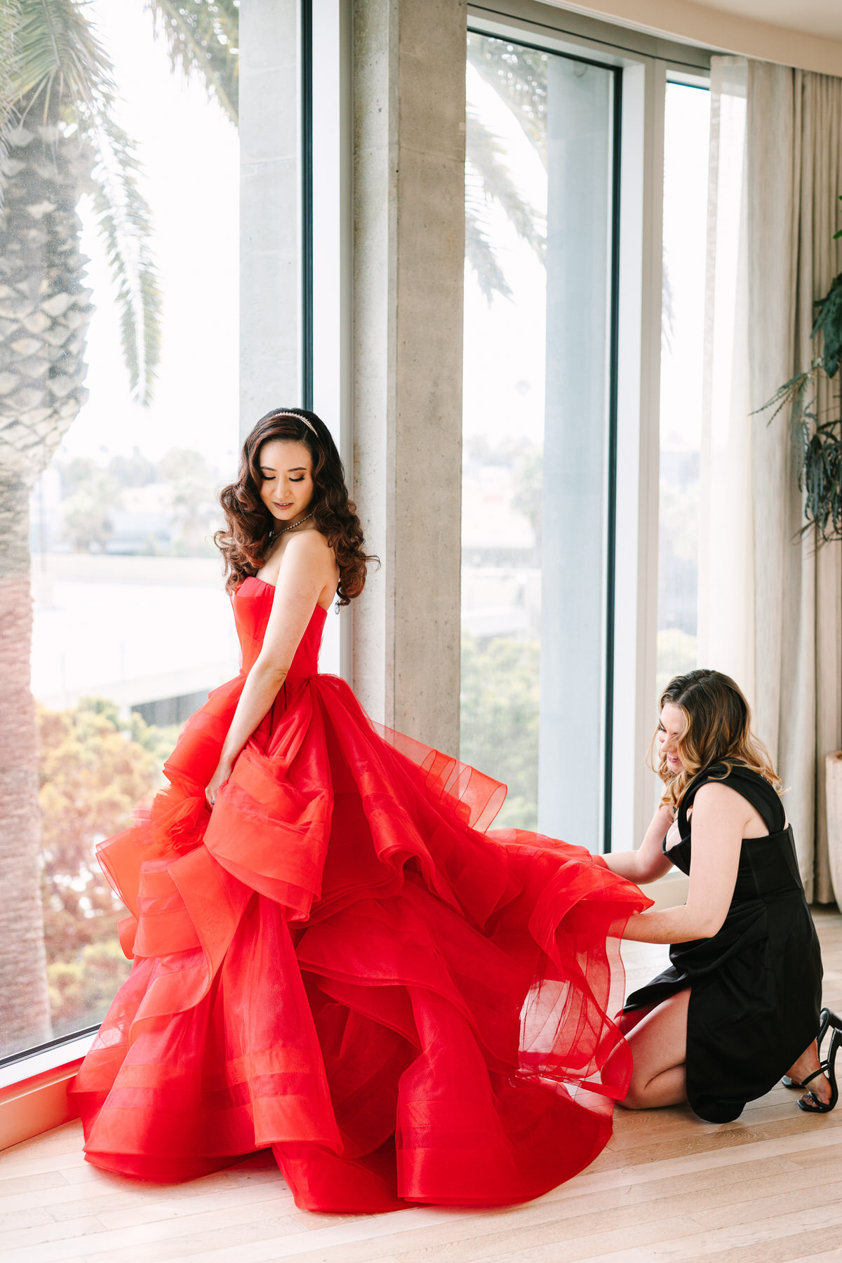 Red wedding gown