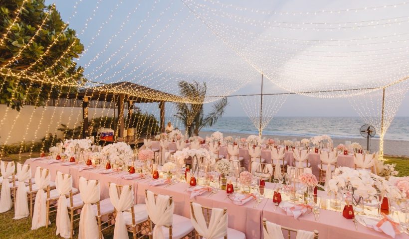 A perfectly pink and white wedding at a private Thai beachfront villa