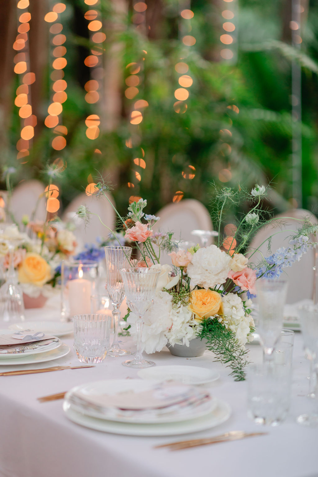 A springtime Italian wedding under a canopy of lights at Villa Astor