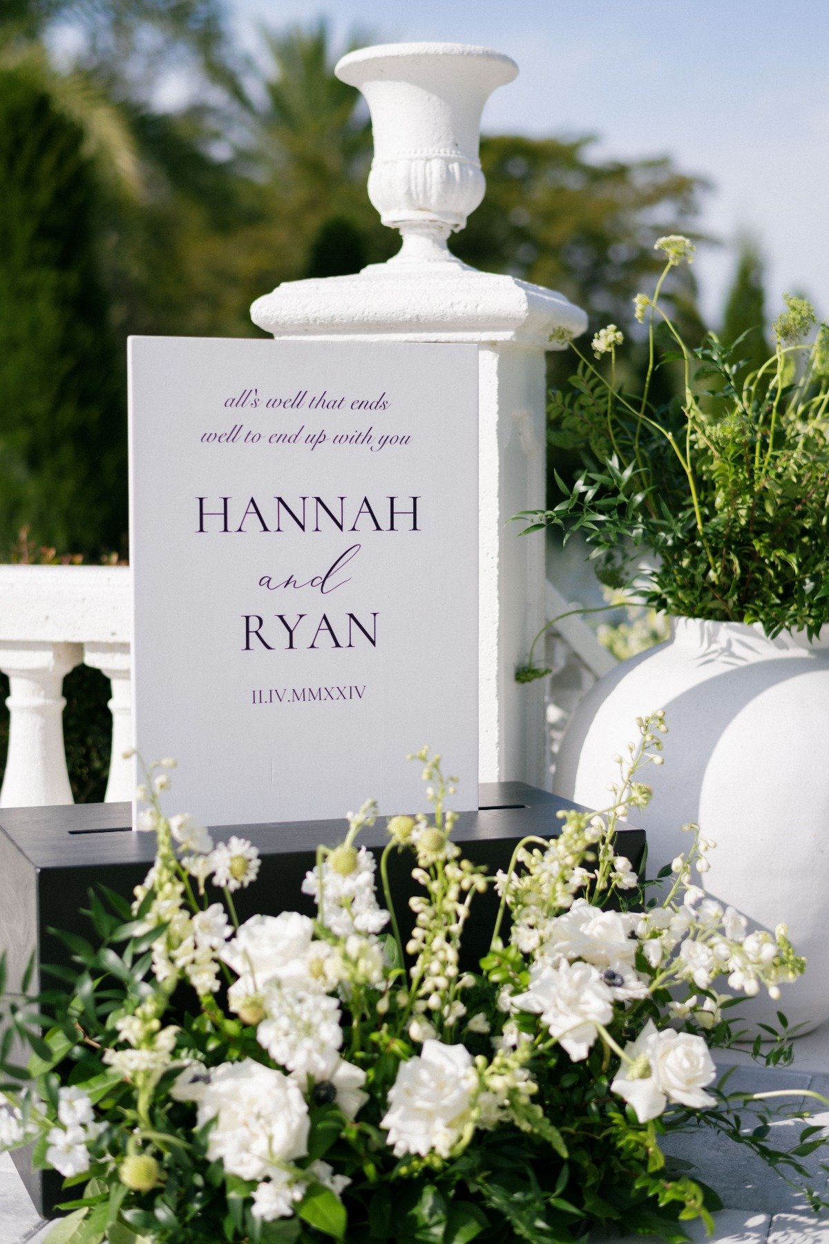 black and white wedding welcome sign