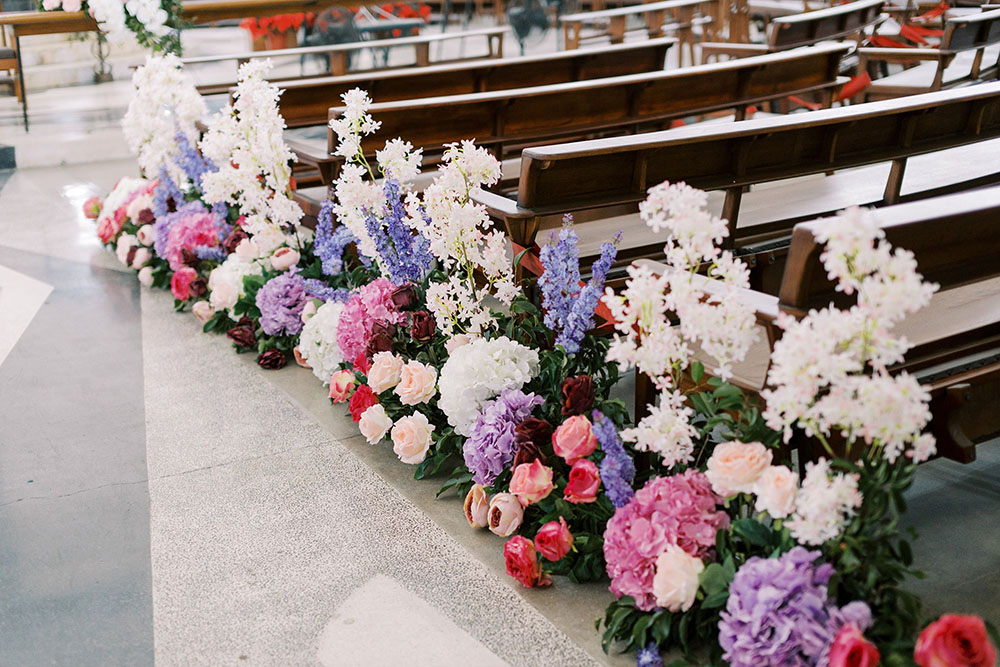 Lush Philippines Wedding Lilac Plum Flowers