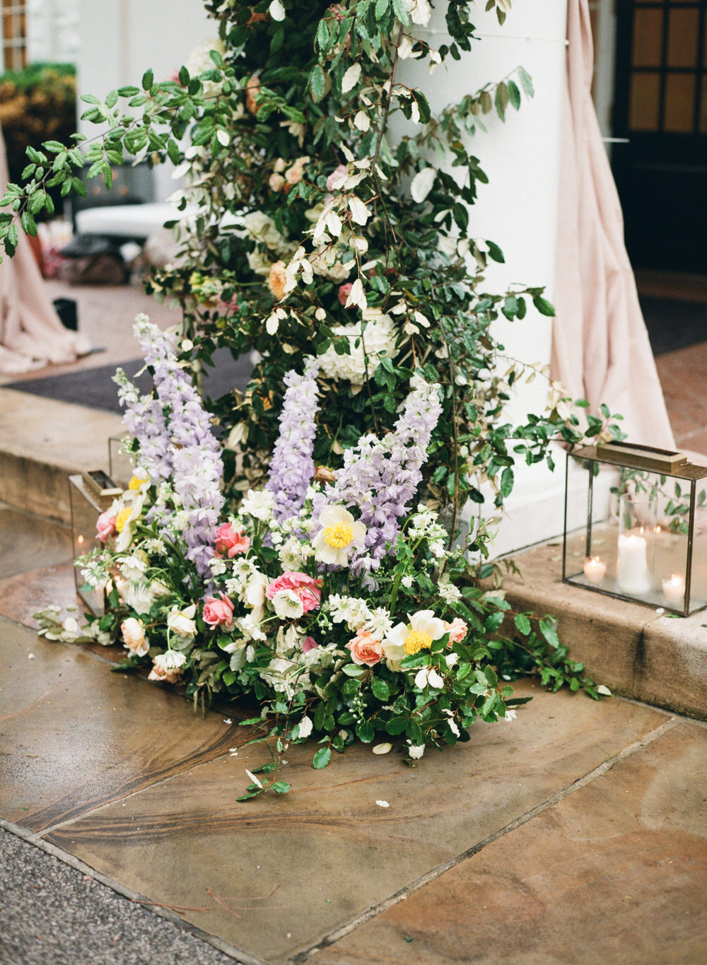 floral installations at entrance of southern reception 