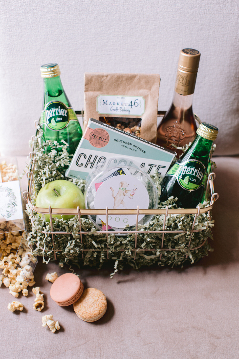 wedding welcome gift basket overflowing with southern treats