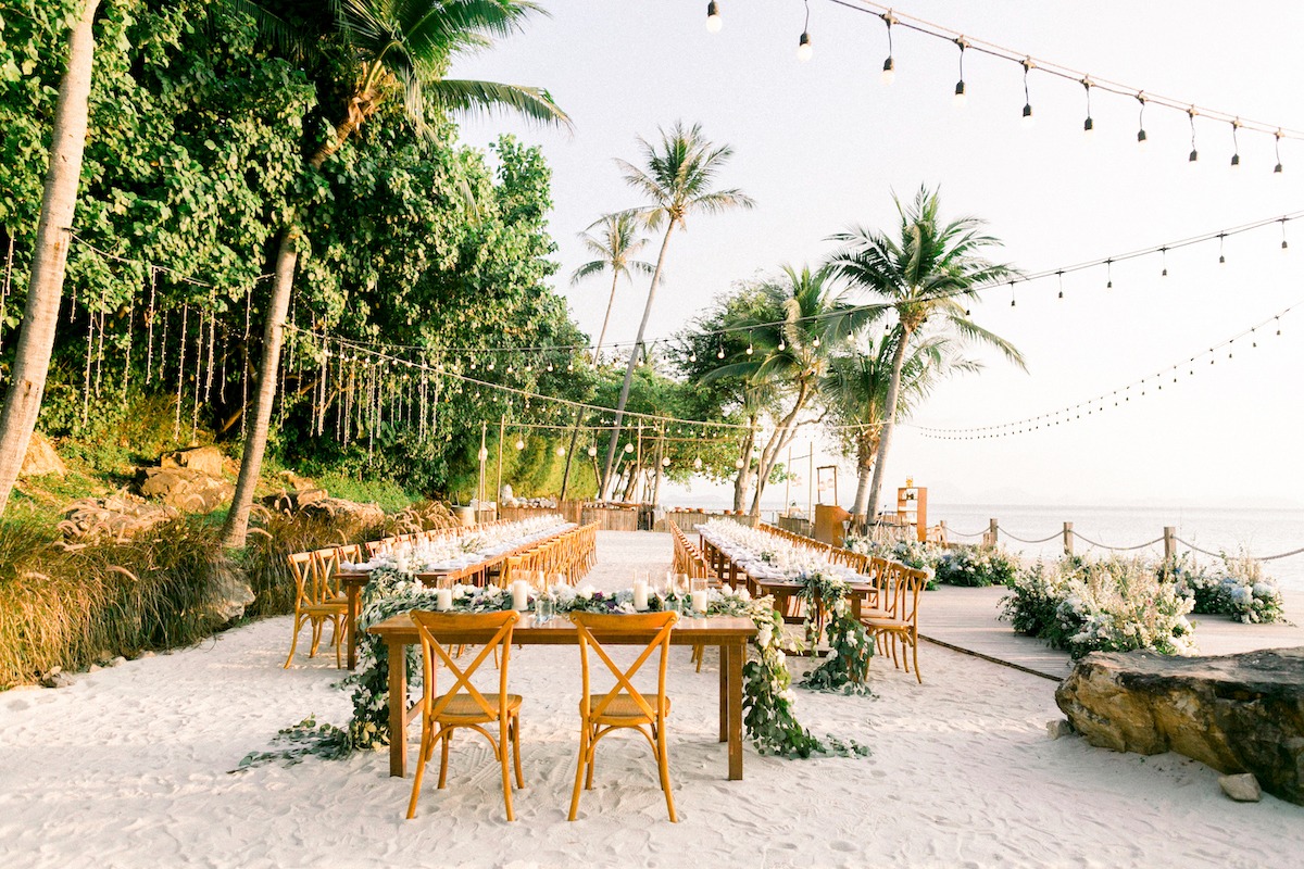 minimalist beachfront wedding reception