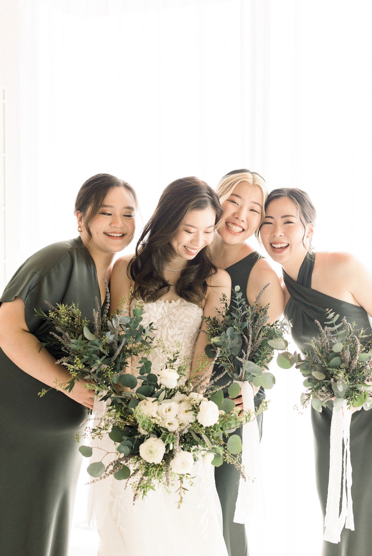 dark sage bridesmaid dresses