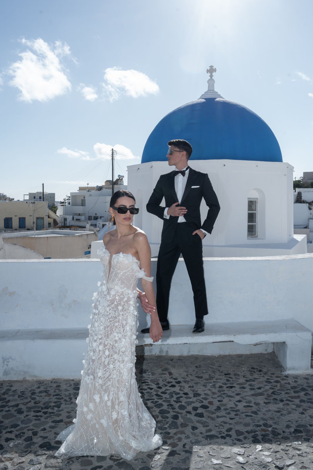 high fashion wedding inspiration in santorini