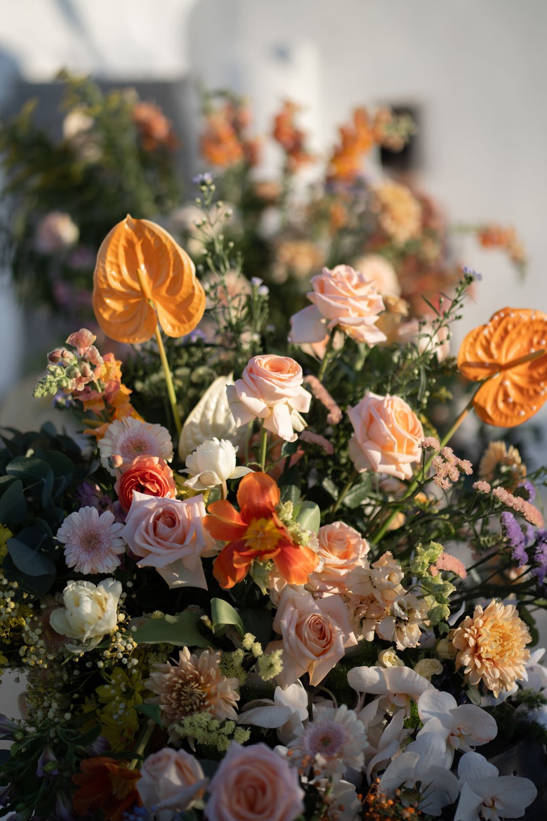 pink orange peach and lavender wedding flower inspiration