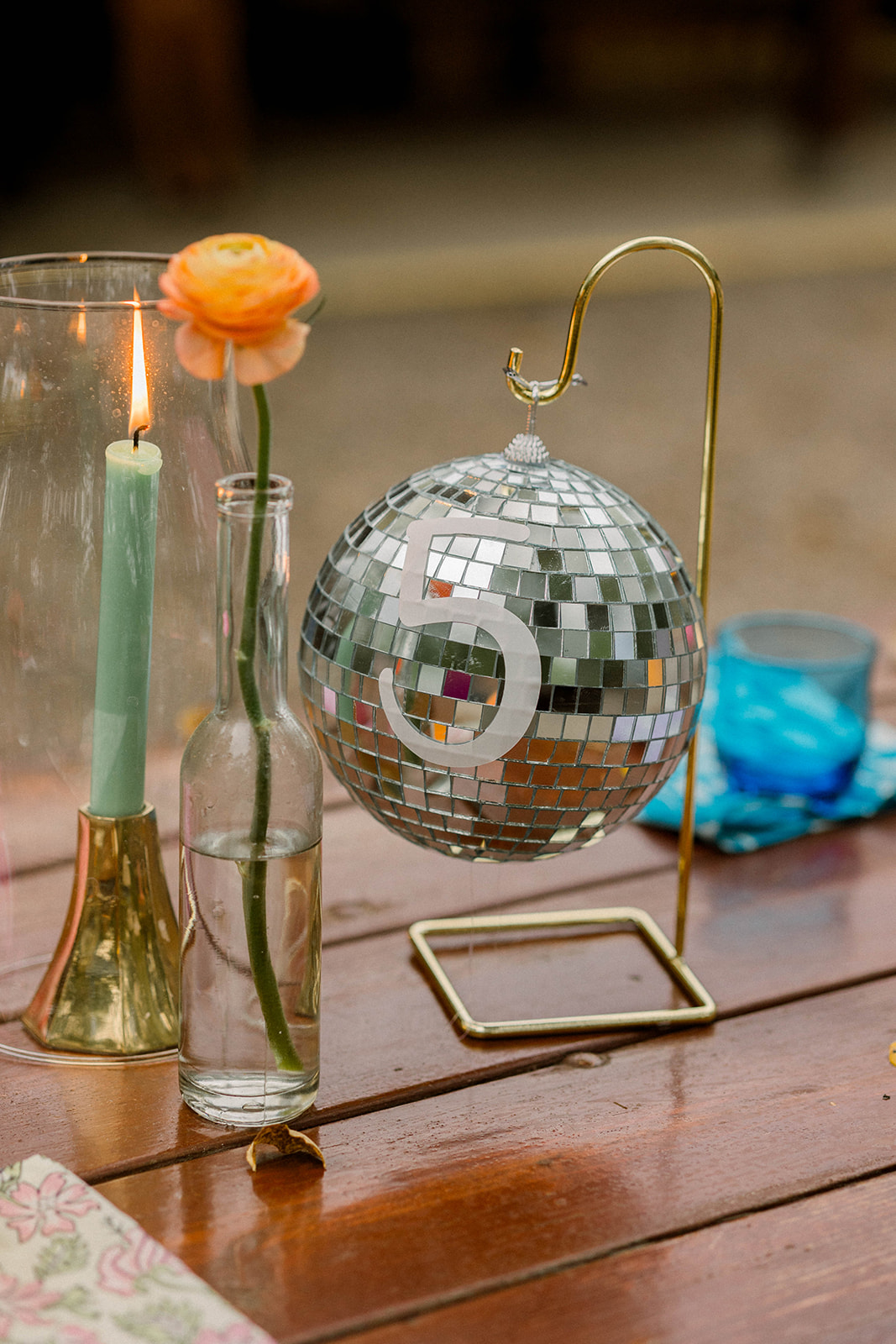 disco ball table numbers for wedding