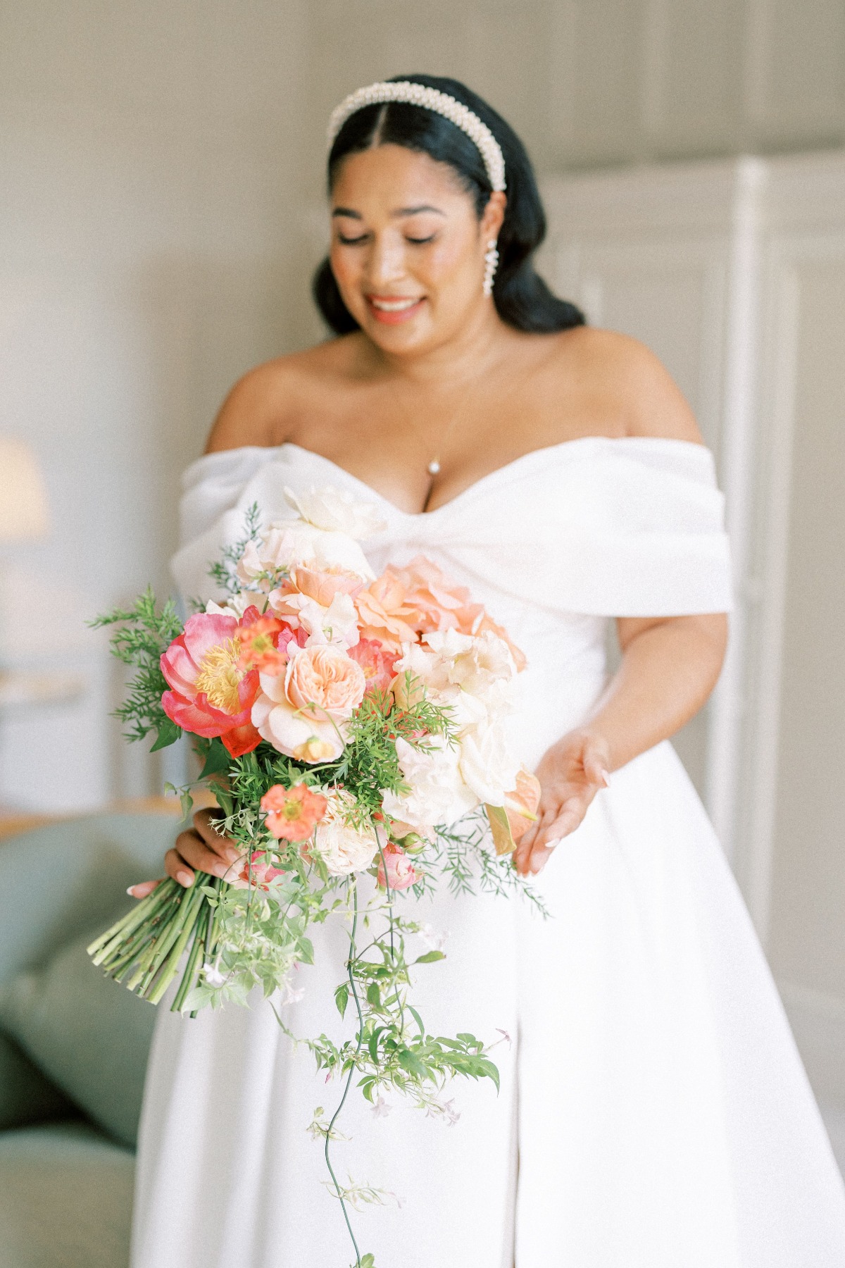 bright blush and orange bouquet