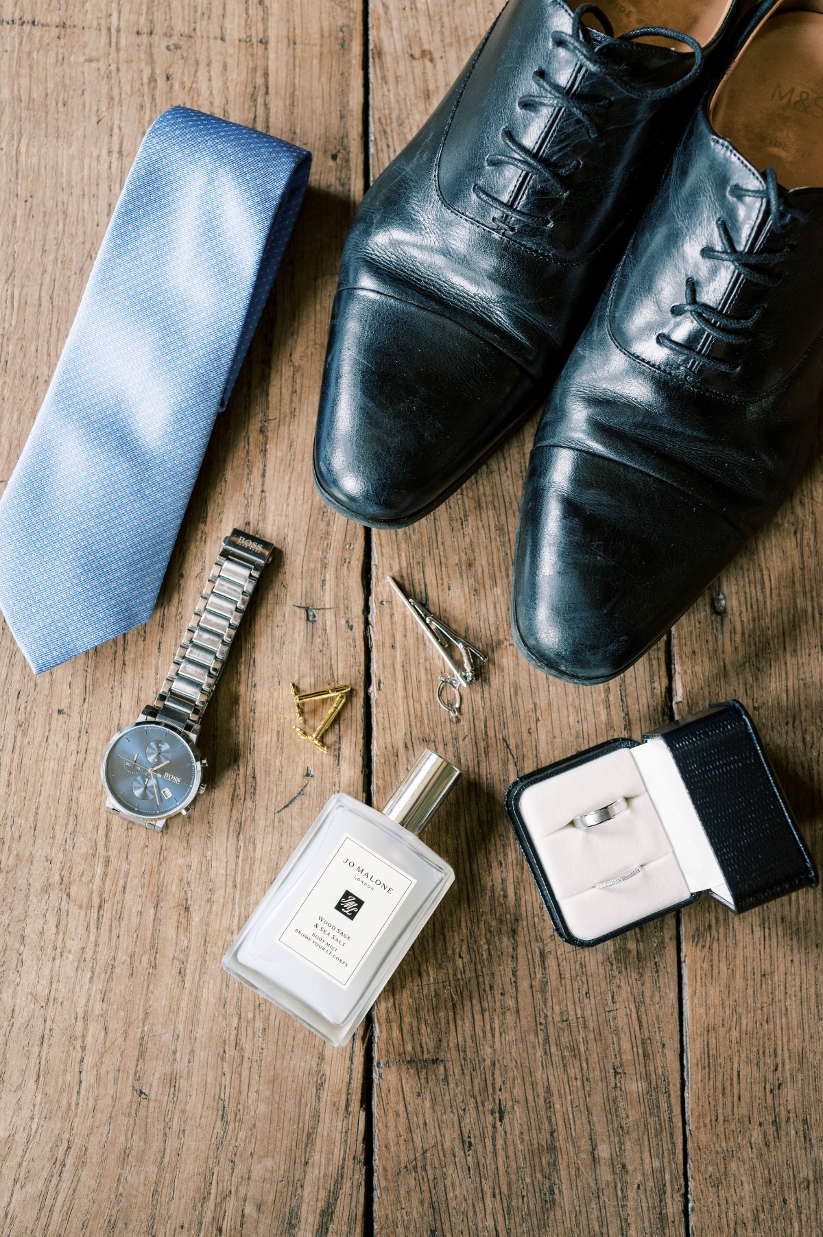 groom accessories flat lay ideas