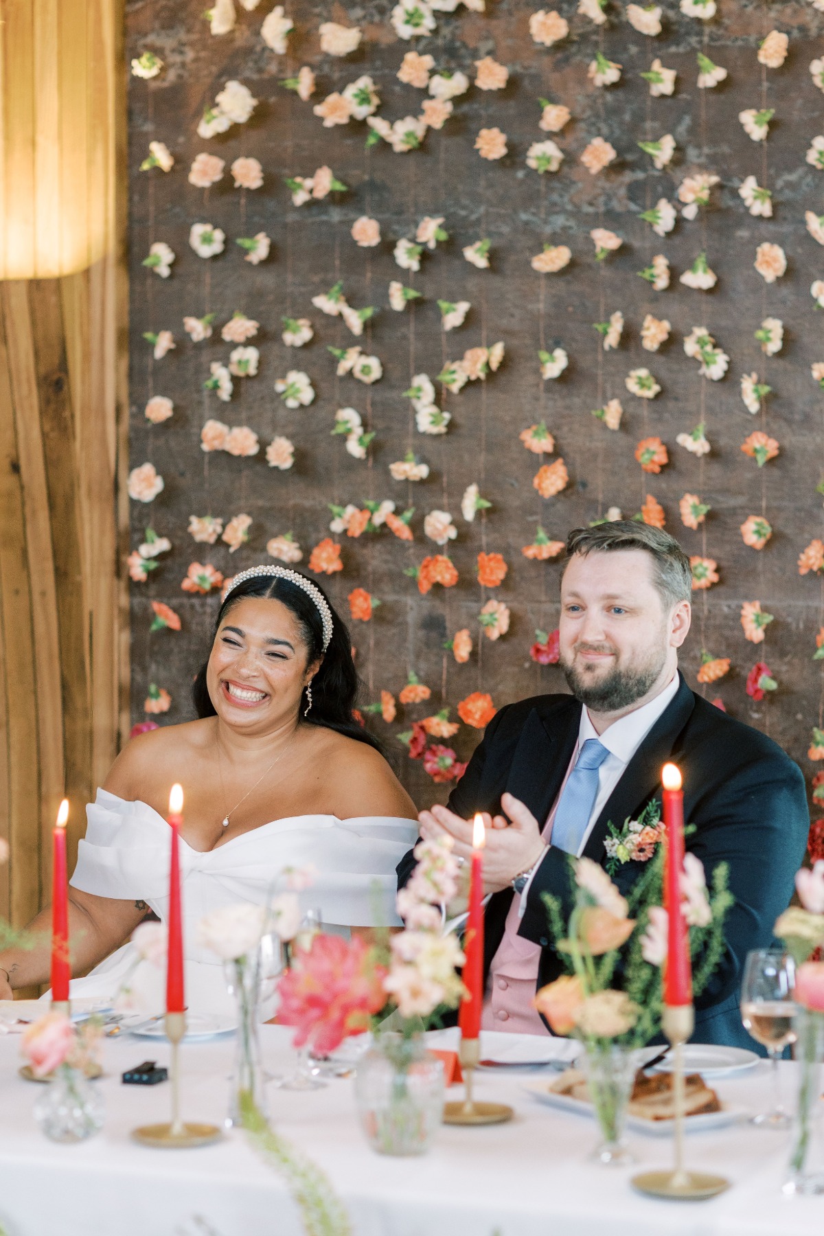 hanging flower installation for wedding