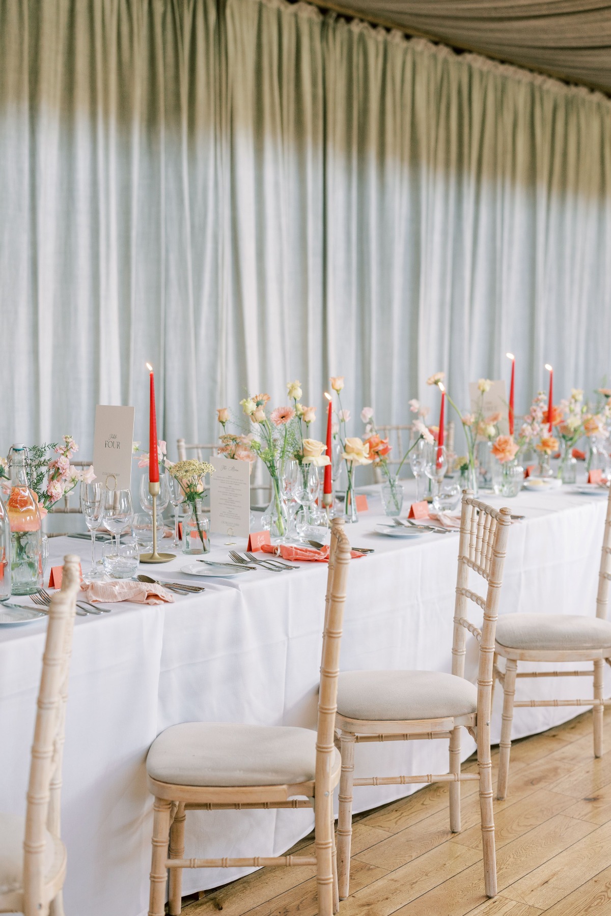 bright orange and peach wedding decor