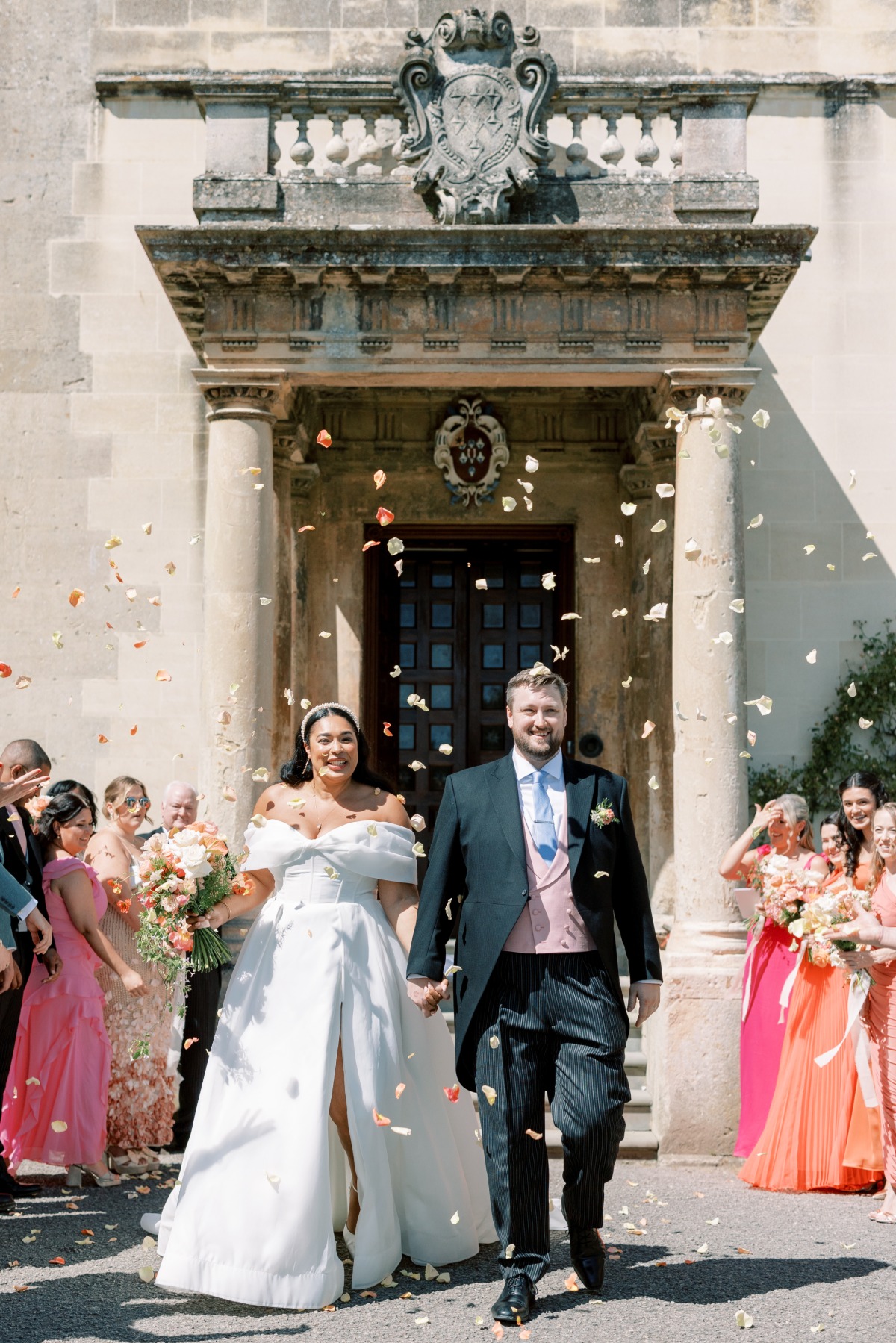 petal toss at estate wedding