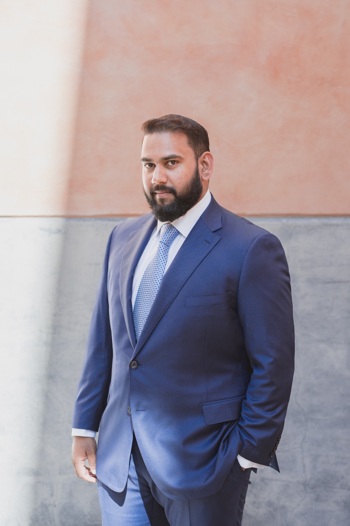 groom in blue suit