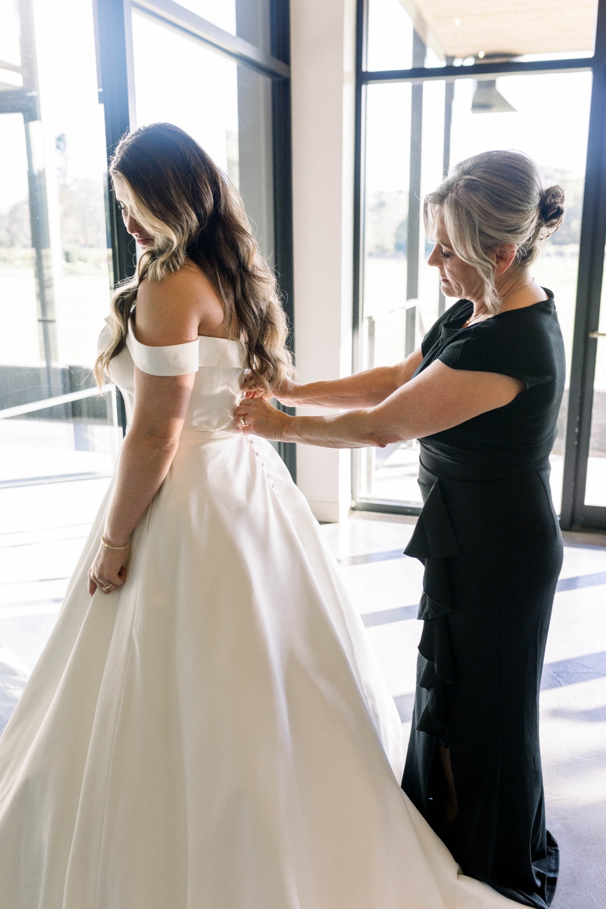 classic white satin ballgown