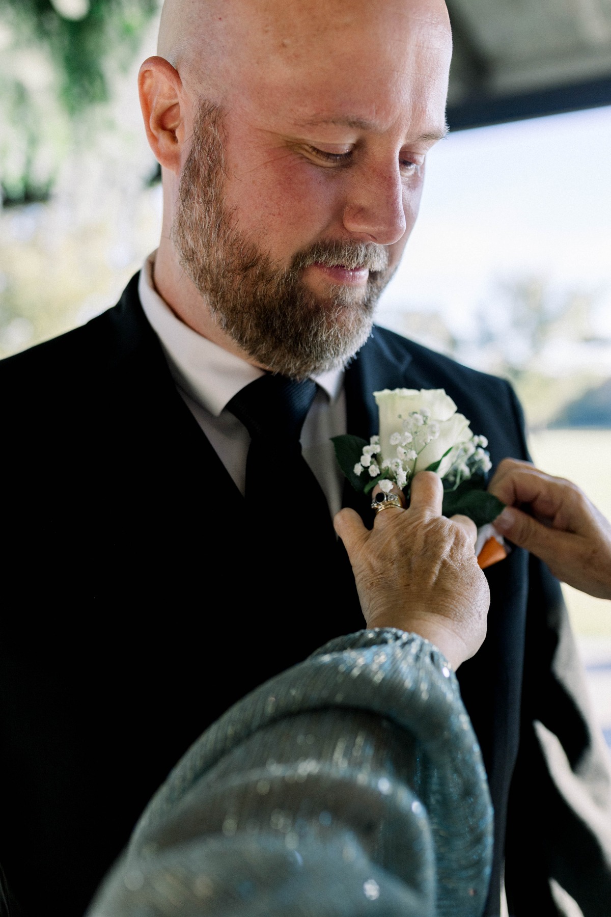 white rose boutonniere