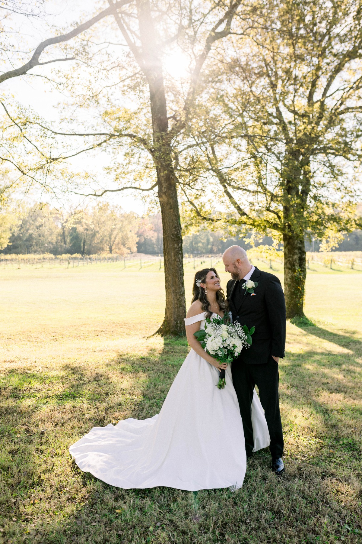 black and white vineyard wedding