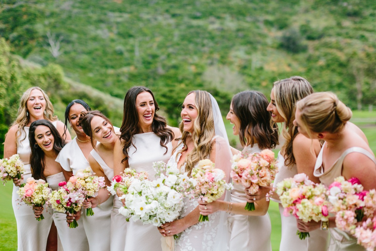 bridesmaids in champagne