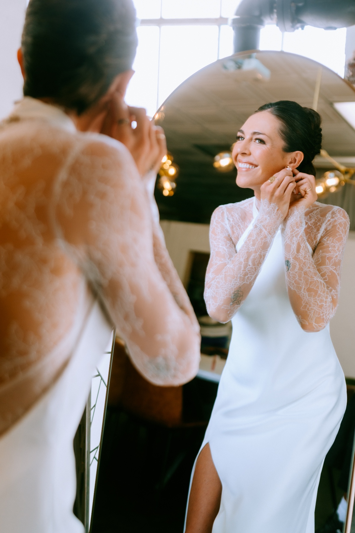 long sleeve lace shirt for under wedding gown