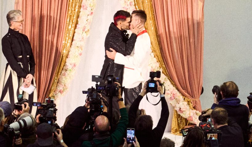 Jordan Bowen and Luca Marchetto of JordanLuca Marry at Their Milan Show