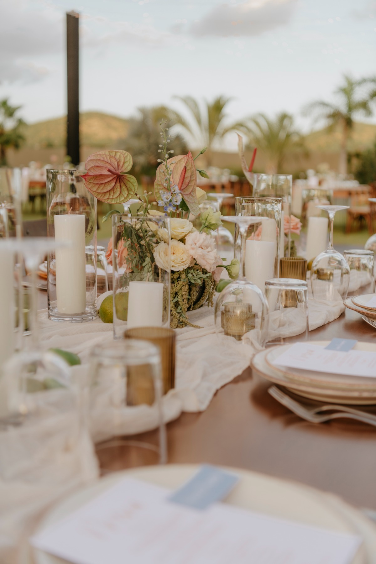 tropical neutral wedding flowers