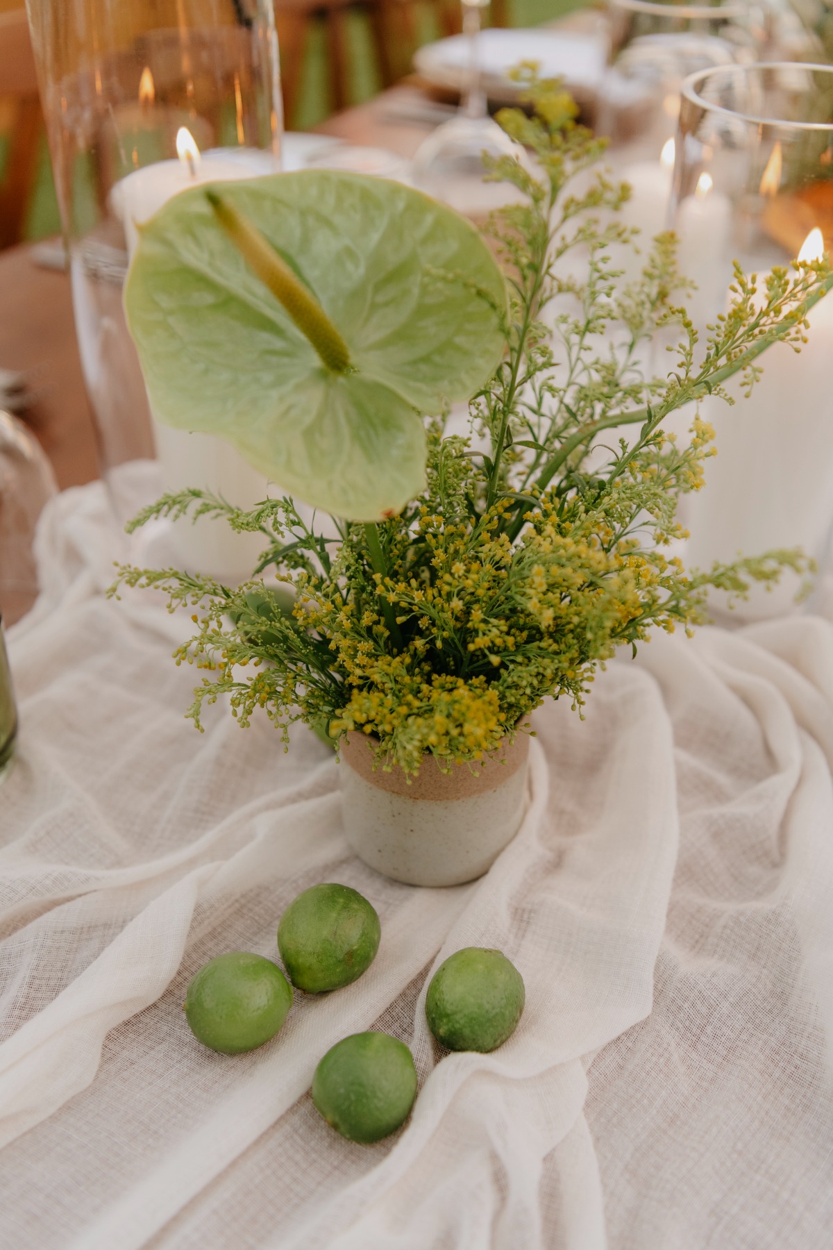 green citrus wedding flower ideas