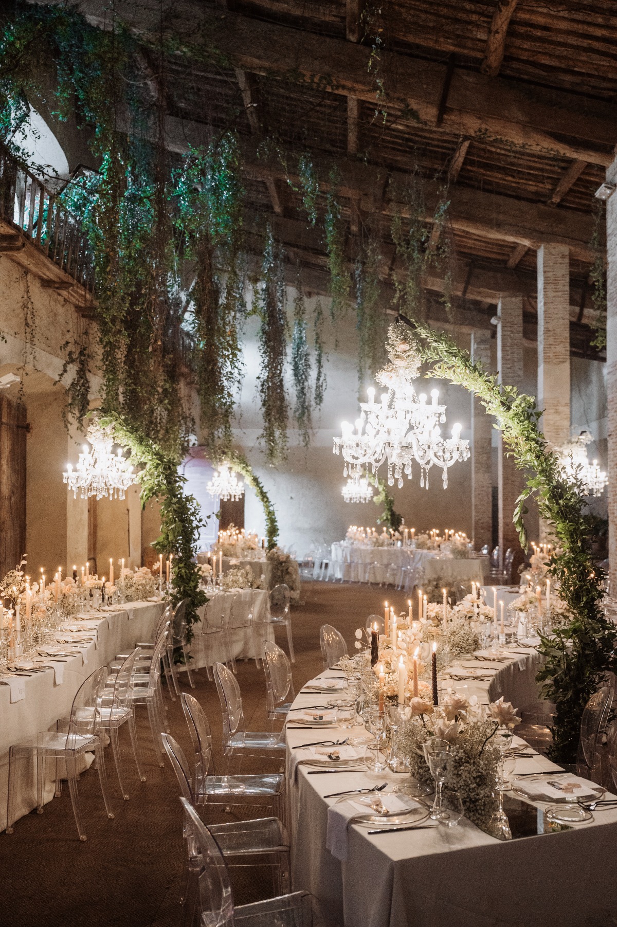 serpentine tables for wedding reception