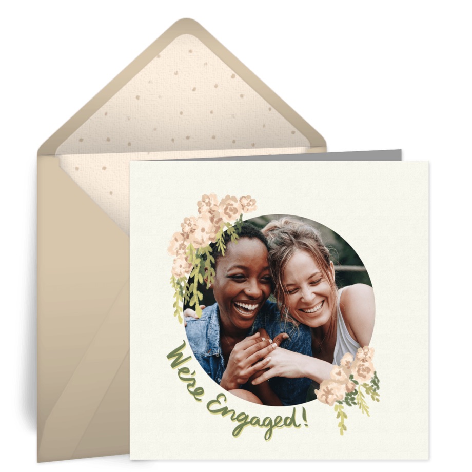 digital engagement announcement with envelope from lovebird