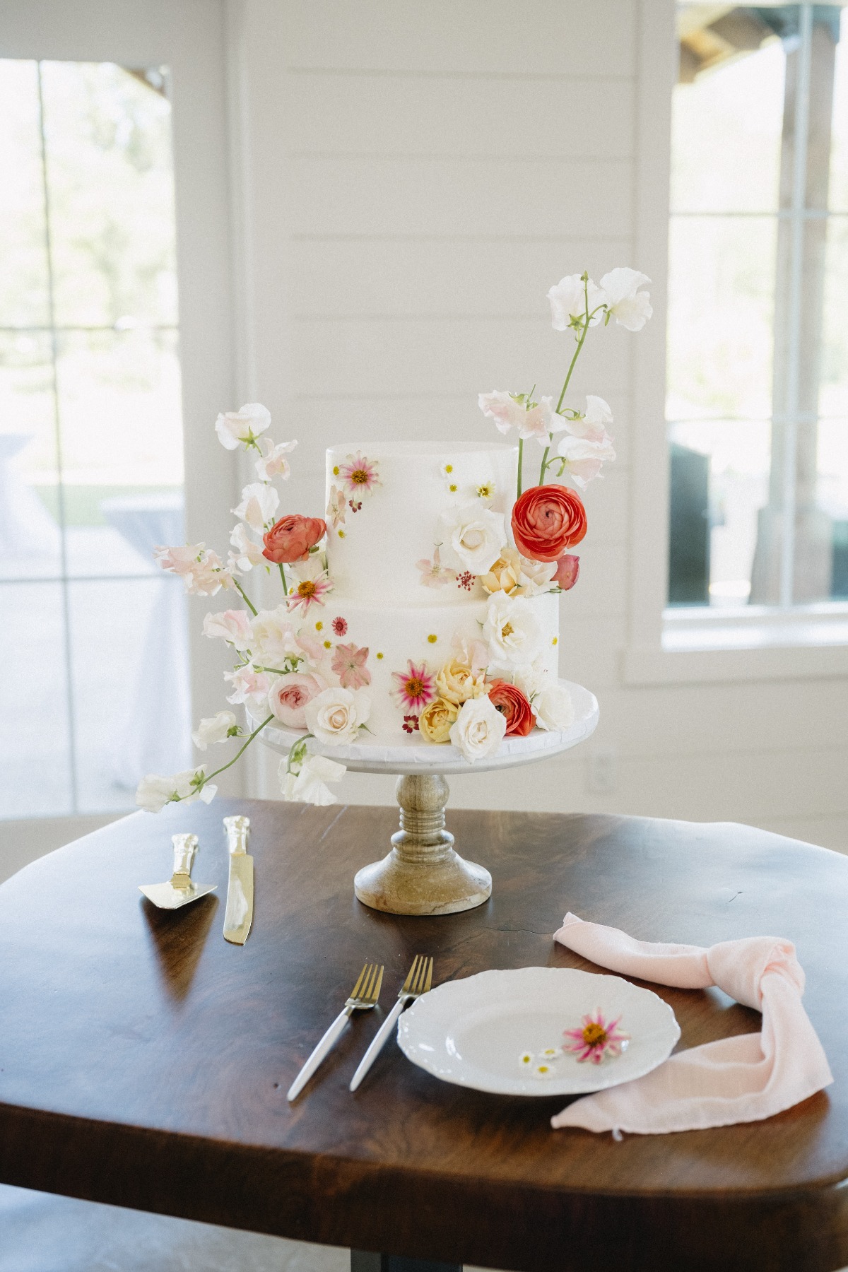 pressed floral wedding cake