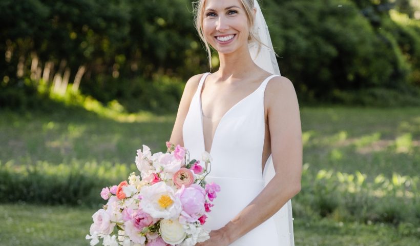 Pink and pearl garden wedding amidst the endless acres of Upstate NY