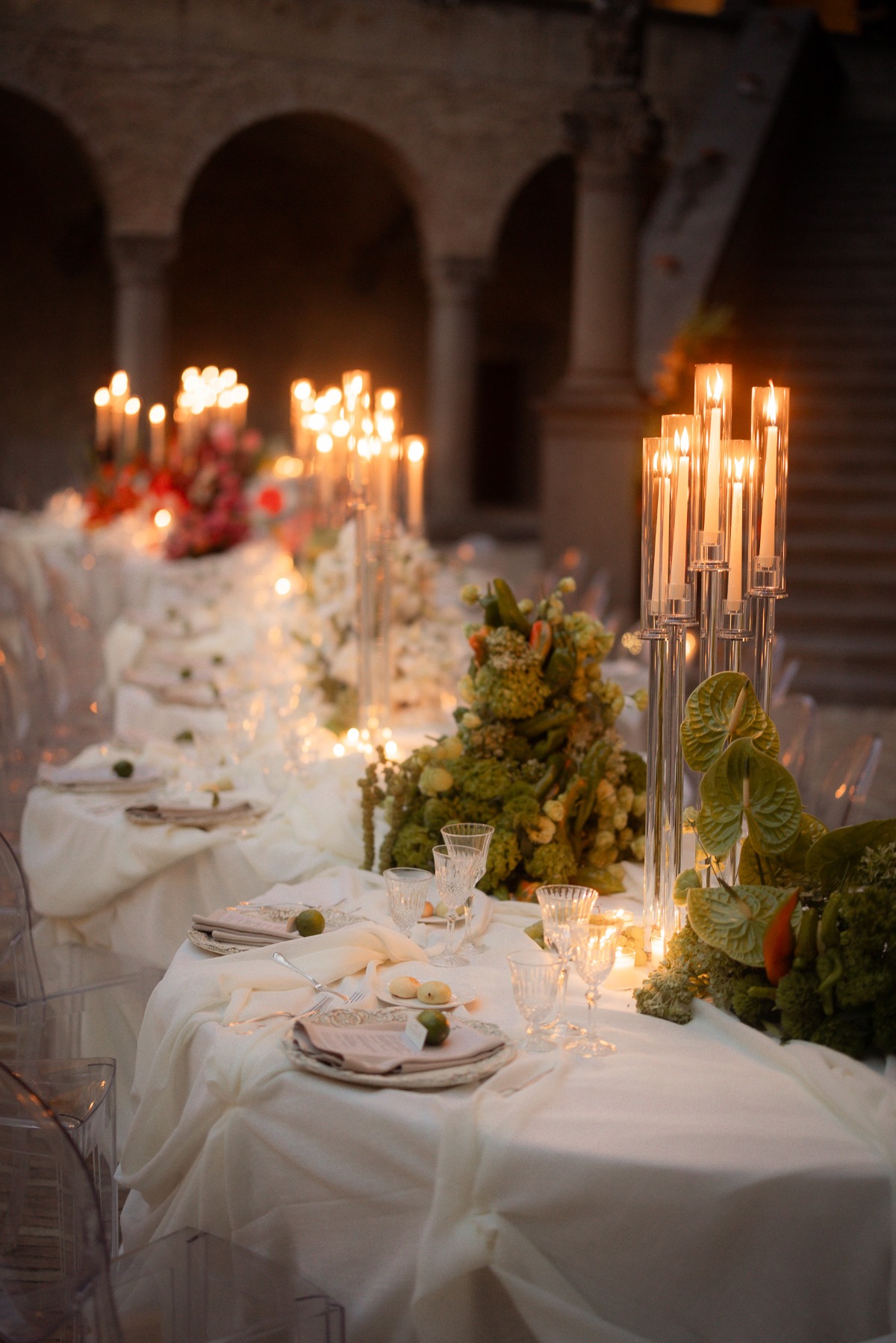 clear candelabras