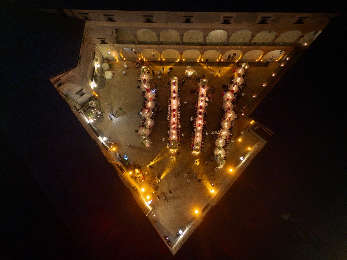 uplighting for nighttime outdoor reception