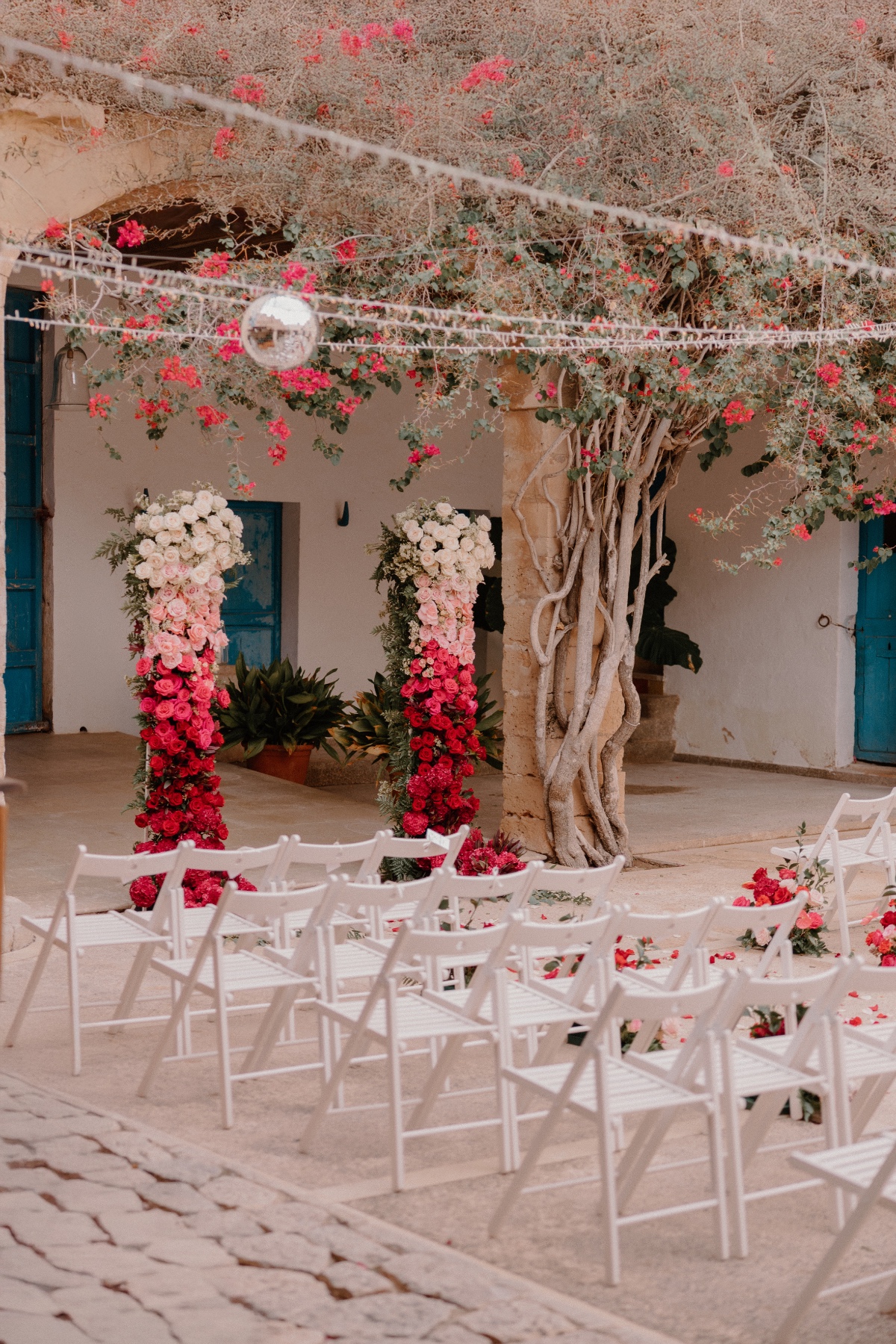 pink ombre flower columns