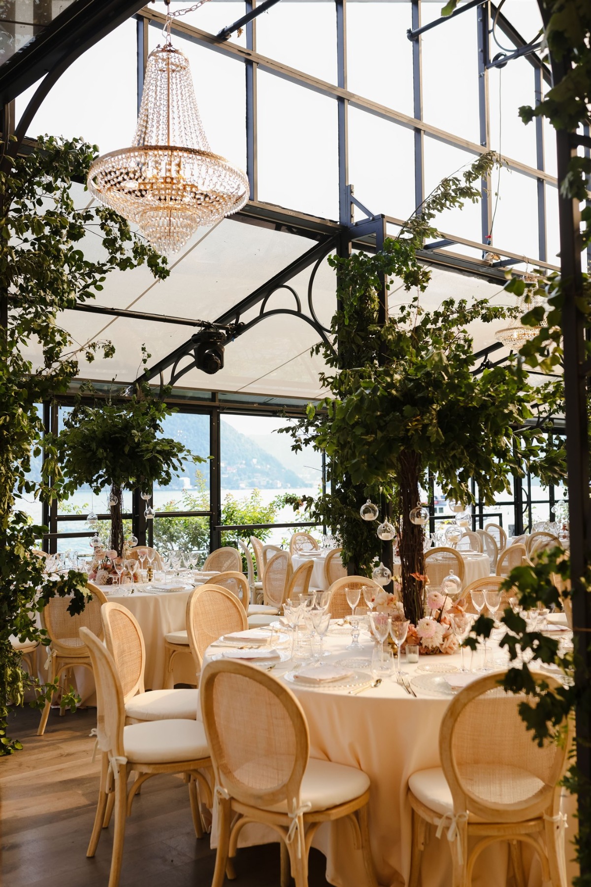 blush greenhouse wedding reception ideas