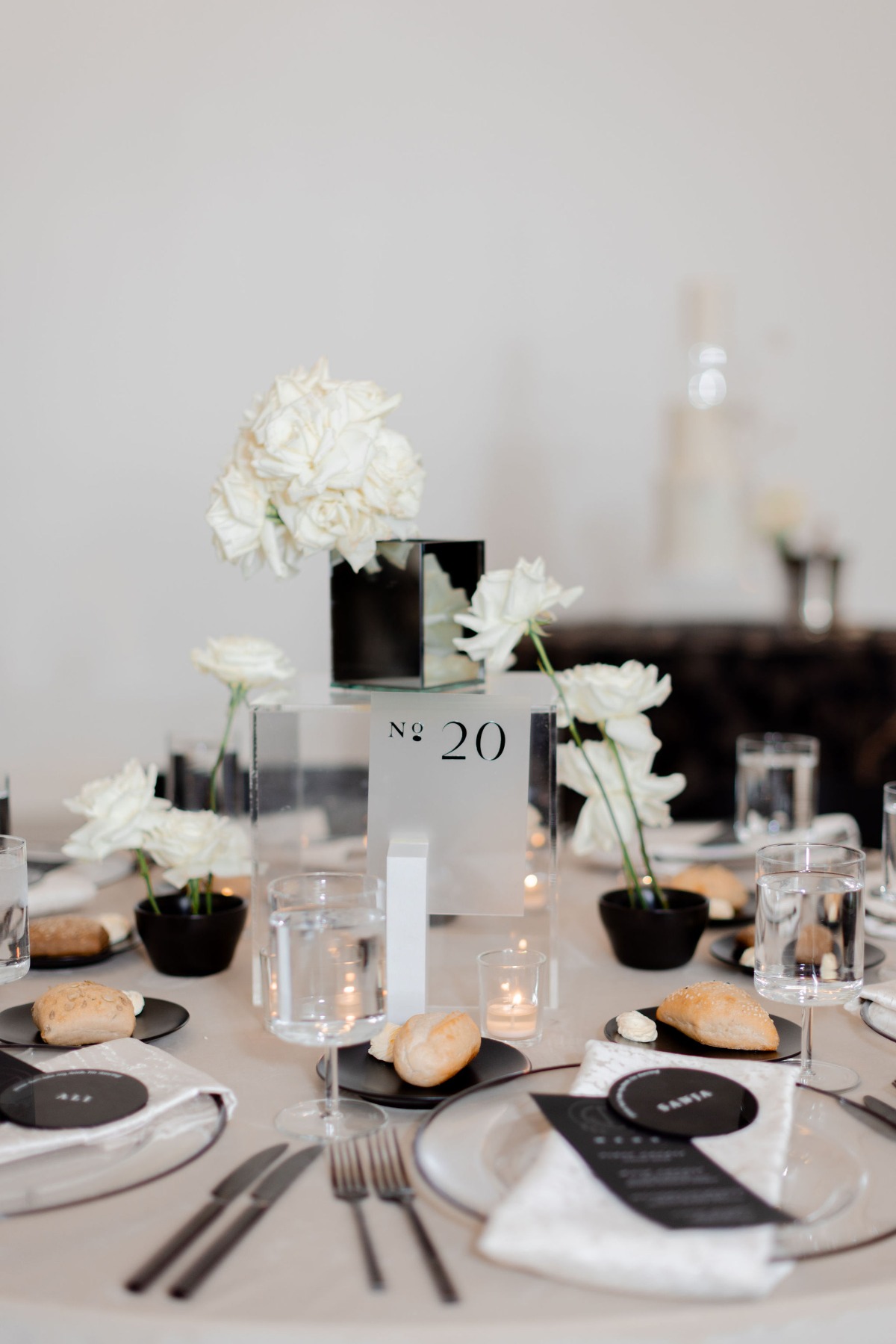 black and white minimalist wedding menus