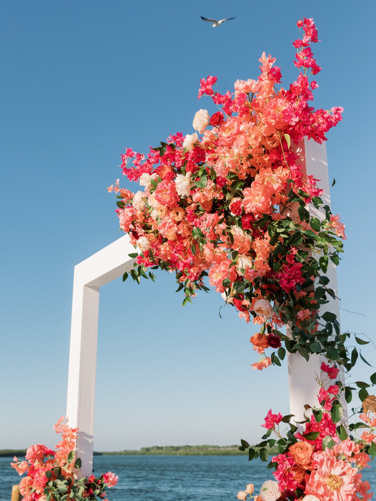 bougainvillea wedding floral arch