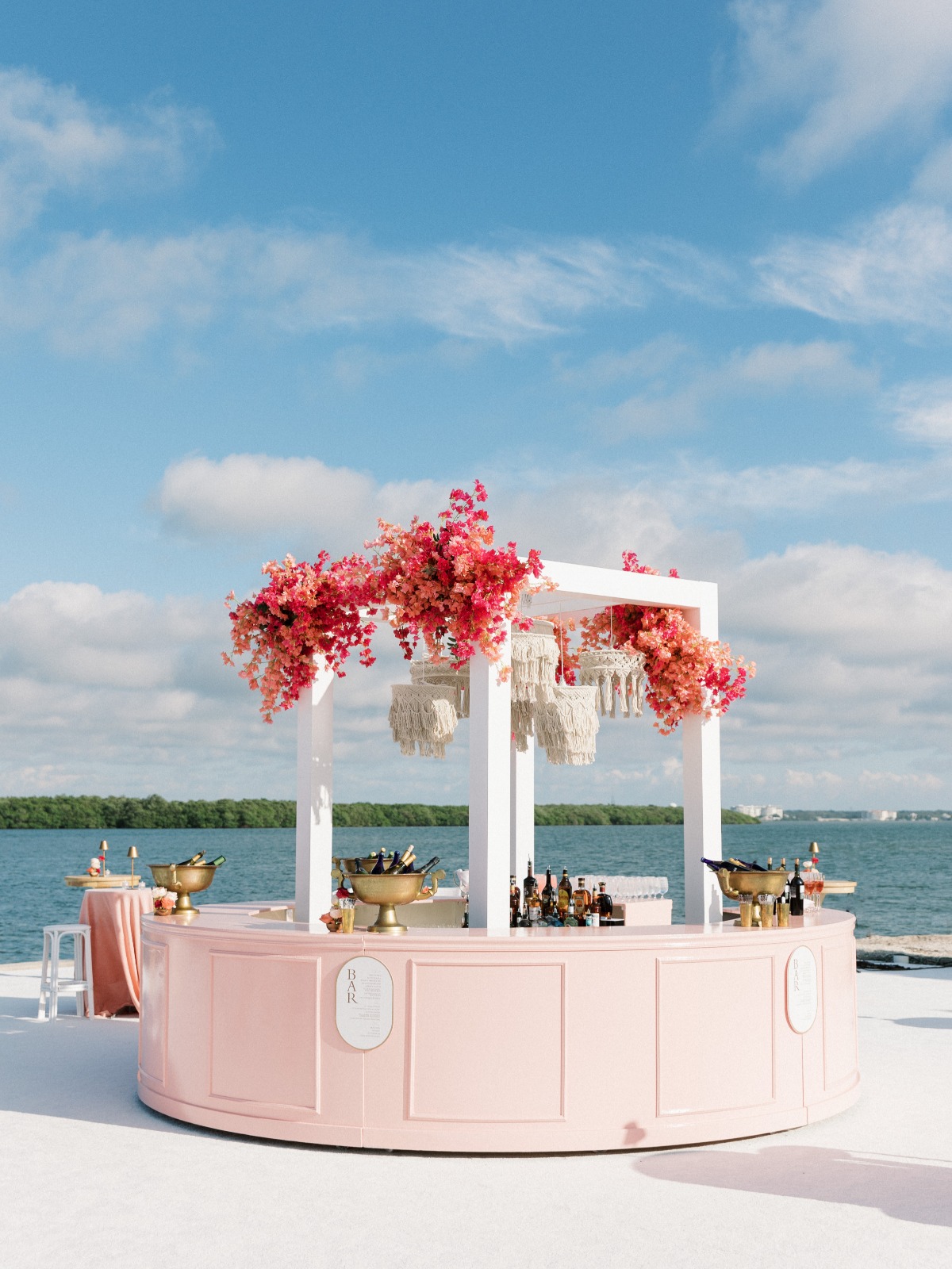 round bar on the water for wedding