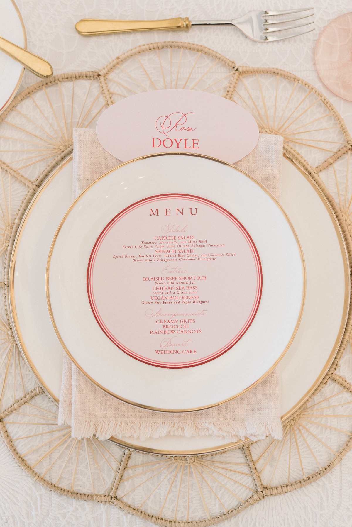 blush wedding place settings