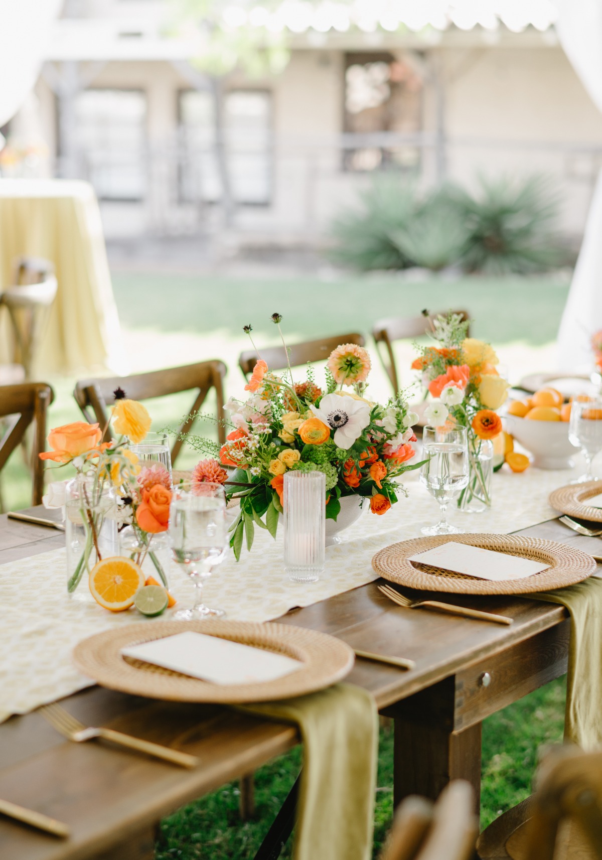 orange and yellow wedding decor