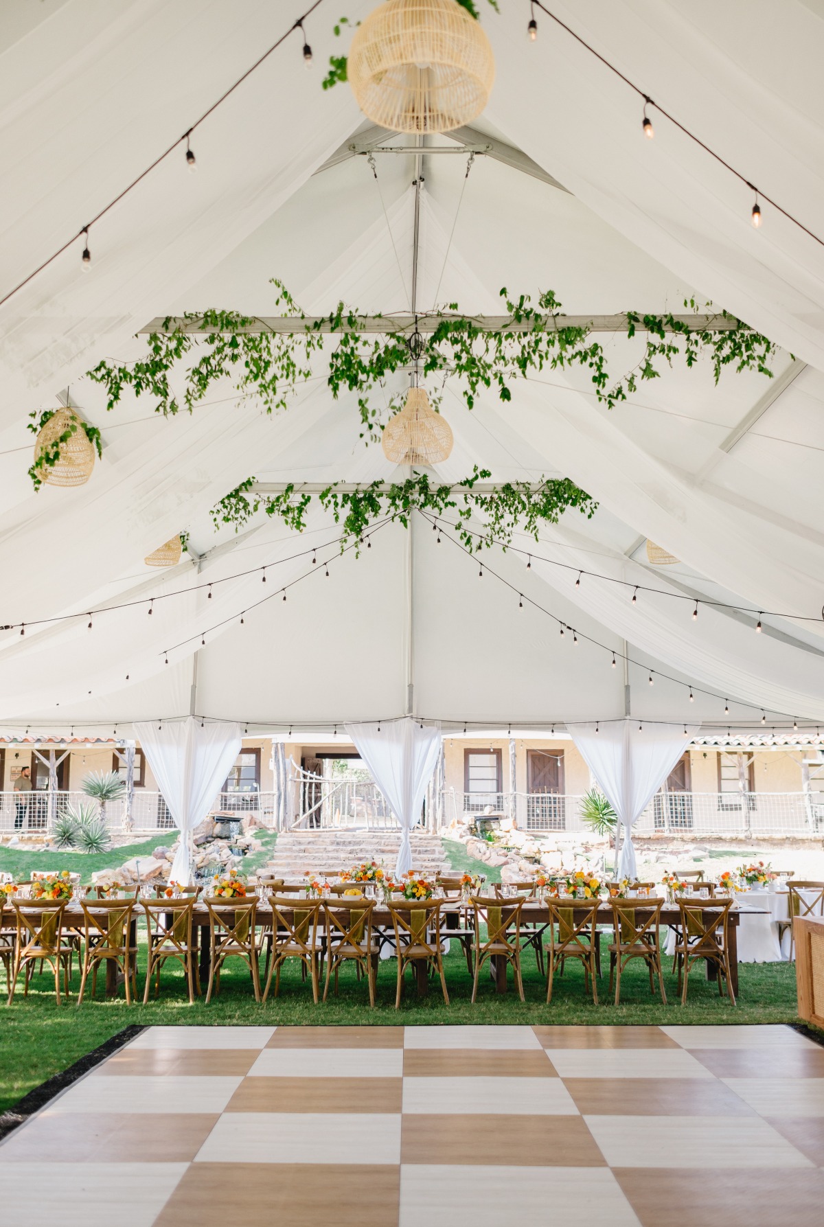 citrus inspired tented wedding reception