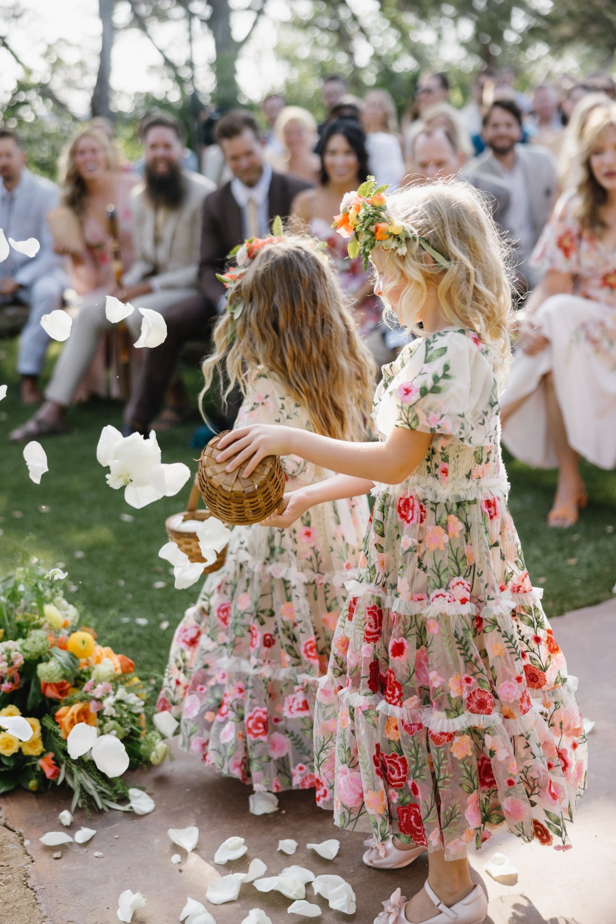 flower embroidery on flower girl dresses