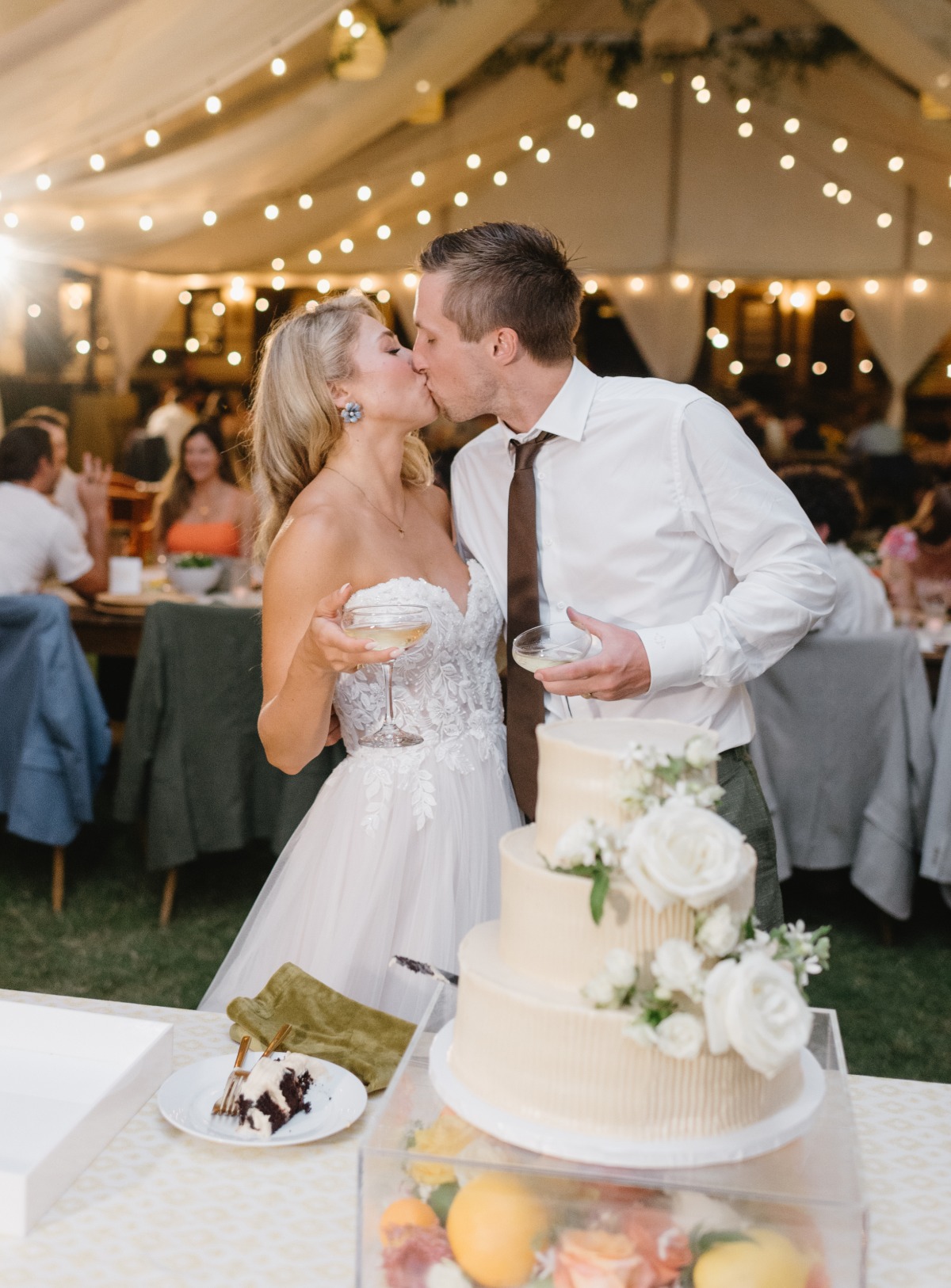 couple with wedding cake