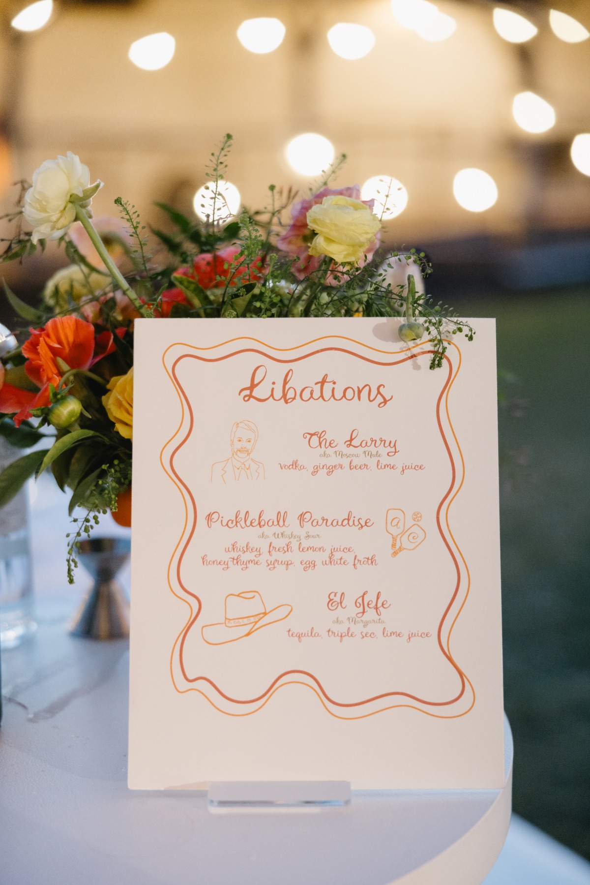 orange bar sign for wedding