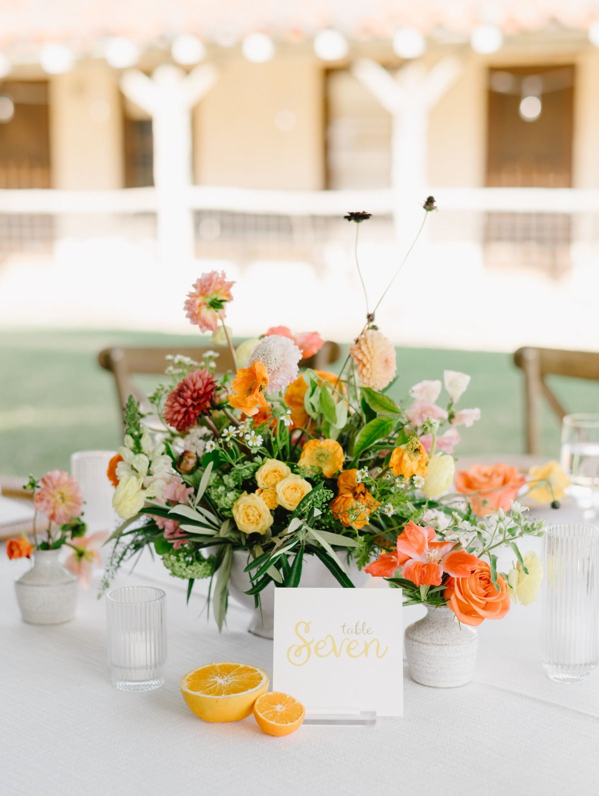 orange flower arrangements for wedding