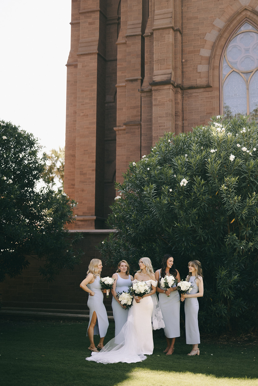 light blue midi bridesmaid dresses